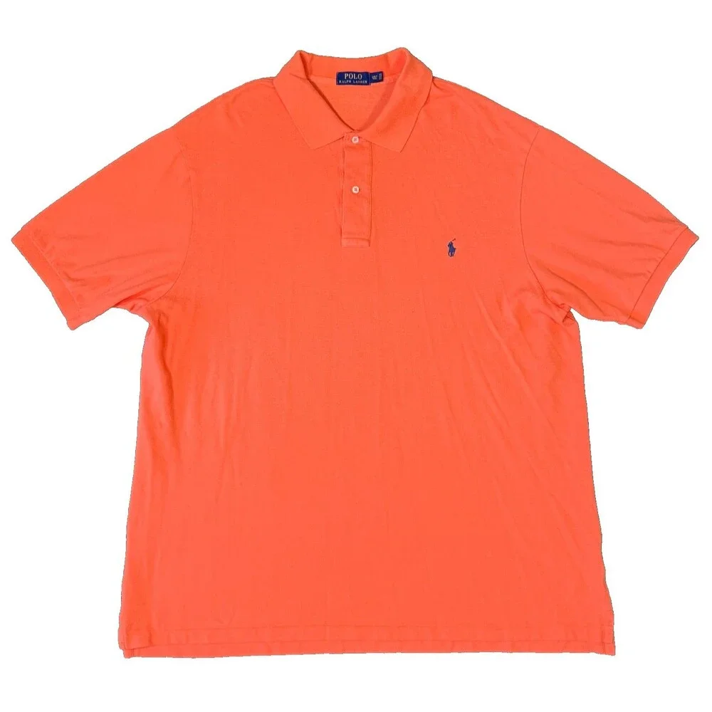Polo Ralph Lauren Polo Shirt Mens 2XLT Tall Orange Short Sleeve Pony Logo